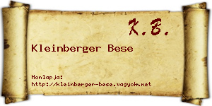 Kleinberger Bese névjegykártya